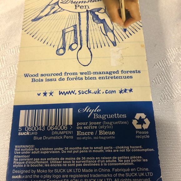 SuckUK wooden drumstick pens blue - Picture 4 of 9